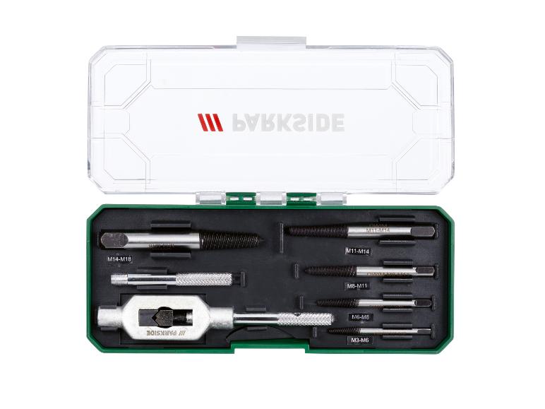 Parkside Schraubenausdreh-Set: abgebrochene Schraubenzieher und Griff.