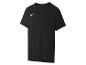 Schwarzes Kurzarm-T-Shirt mit weißem Logo auf der Brust