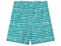 Eine grüne Shorts mit weißen Streifen.