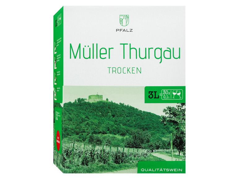 Gehe zu Vollbildansicht: Müller-Thurgau Pfalz Bag-in-Box trocken, Weißwein 2021 - Bild 1