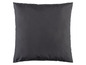 Ein dunkelgraues Kissen ohne Muster.
