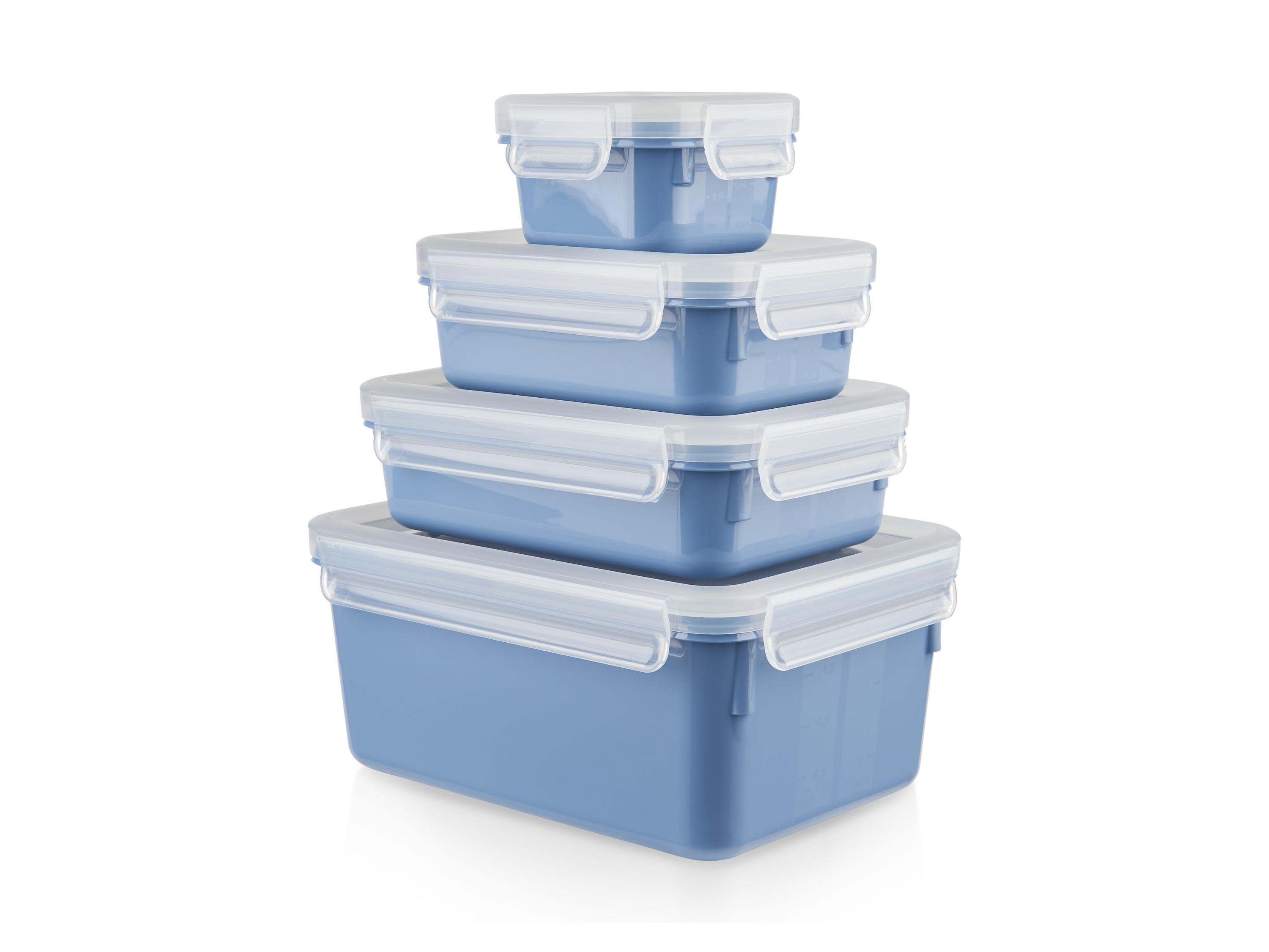 EMSA Frischhaltedosen-Set Clip & Close Color Edition, 4er-Set (aqua-blau)