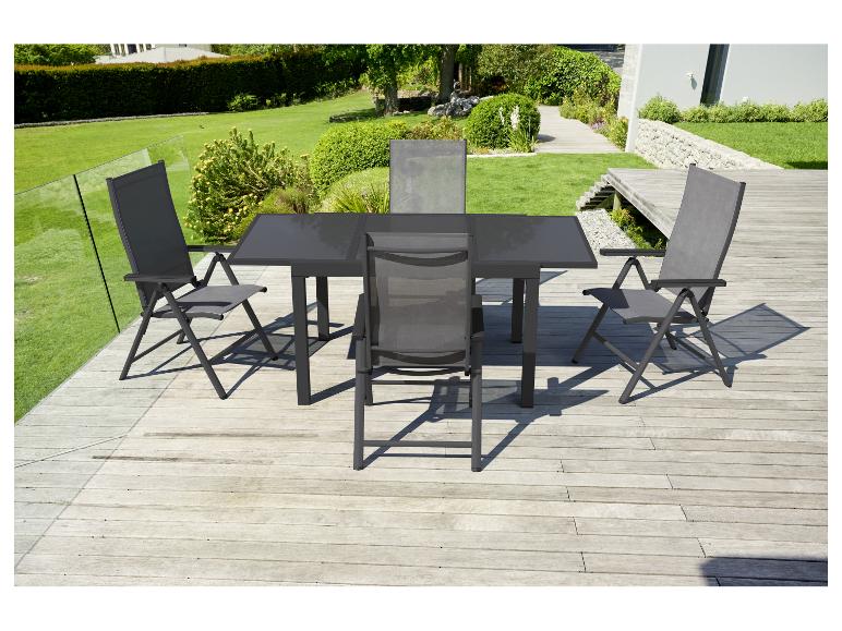 Alu-Set »Houston«, 5-teilig - Ausziehtisch & 4 Klappsessel, grau