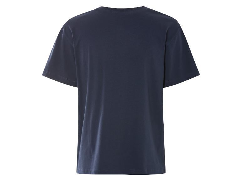 Dunkelblaues T-Shirt mit kurzen Ärmeln.