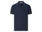 Herren-Poloshirt in Marineblau mit gestreiftem Kragen und Ärmelbündchen