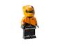 LEGO McLaren Rennfahrer-Minifigur in orange-schwarzem Anzug.