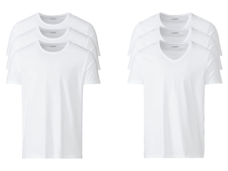 Gehe zu Vollbildansicht: LIVERGY Herren T-Shirt, 3 Stück, körpernah geschnitten, weiß - Bild 1