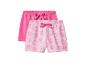 Set aus zwei Mädchenshorts, eine pinkfarbene und eine hellrosa mit Peppa Pig-Muster.