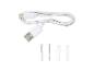 Weißes USB-C-auf-USB-A-Kabel mit Schrauben und Dübeln.