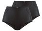 Zwei schwarze High-Waist-Slips mit Spitze.