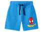 Blaue Kinder-Shorts mit Spider-Man-Kopf-Print und dem Schriftzug „SPIDER-MAN“.