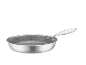 Edelstahl-Bratpfanne mit Wabenmuster-Antihaftbeschichtung und ergonomischem Griff.