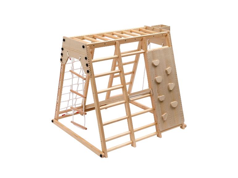 Hölzernes Klettergerüst für Kinder mit Strickleiter und Kletterwand