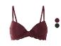 Ein burgunderfarbener BH mit Spitze