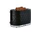 Schwarzer Toaster mit zwei Scheiben Toast, texturiertes Wabenmuster.