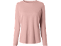Rosa Langarm-T-Shirt mit Rundhalsausschnitt.
