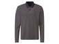 Graues Langarm-Poloshirt mit Streifen.