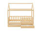 Ein Holz-Kinderbett mit zwei Schubladen.