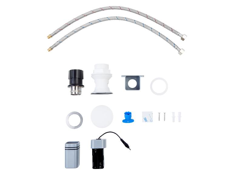 Armaturen-Set: Schläuche, Anschlüsse und Befestigungsteile.