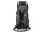 Dunkelgrauer Wanderrucksack, Rückansicht.