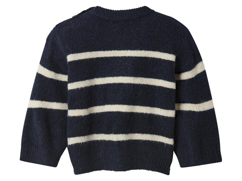 Dunkelblauer gestreifter Pullover mit weißen Streifen