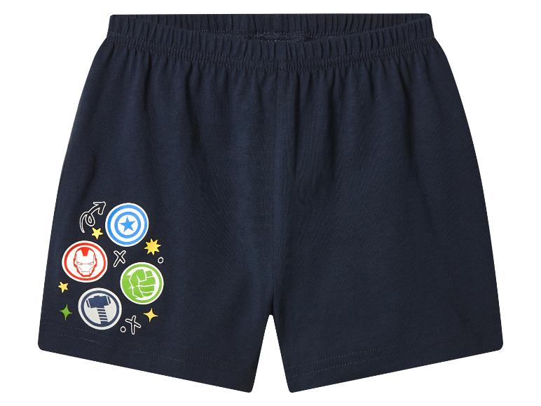 Marineblaue Pyjamashorts mit Superhelden-Schild-Prints