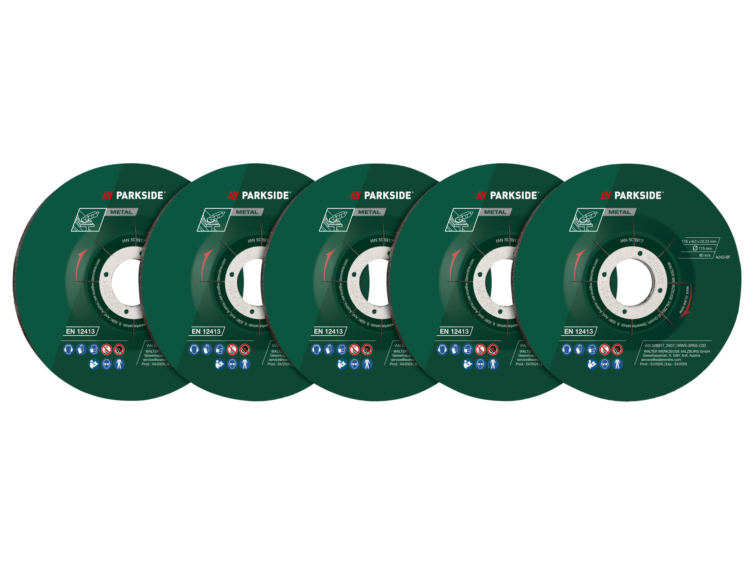 PARKSIDE® Fächerscheiben-Set / Klettschleifteller mit Schleifpapier-Set / Reinigungsscheibe / Schruppscheiben-Set, Ø 115 mm