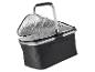 Schwarzer isolierter Picknickkorb mit Aluminiumgriff, offener Deckel
