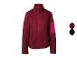 Damen-Fleecejacke in Dunkelrot mit pinkfarbenen Akzenten und einer schwarzen Farboption.