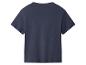 Dunkelblaues Basic-T-Shirt mit kurzen Ärmeln, Rückansicht.