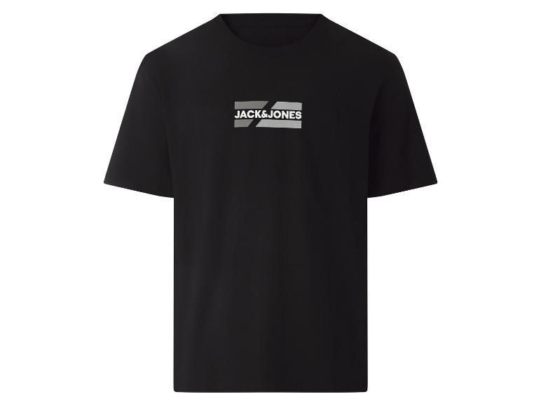 Schwarzes Herren-T-Shirt mit kurzen Ärmeln und Brustaufdruck