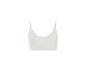 Damen Sport-Crop-Top in Cremeweiß mit dünnen Trägern.