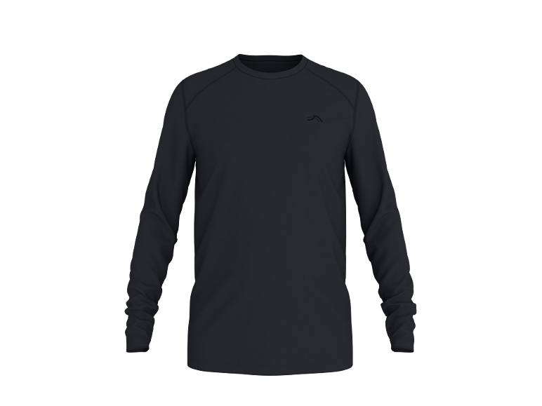 Schwarzes Langarmshirt für Herren mit dezentem Logo auf der Brust.