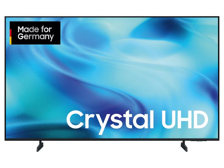 Crystal UHD Fernseher mit dem Text „Made for Germany“ auf dem Bildschirm