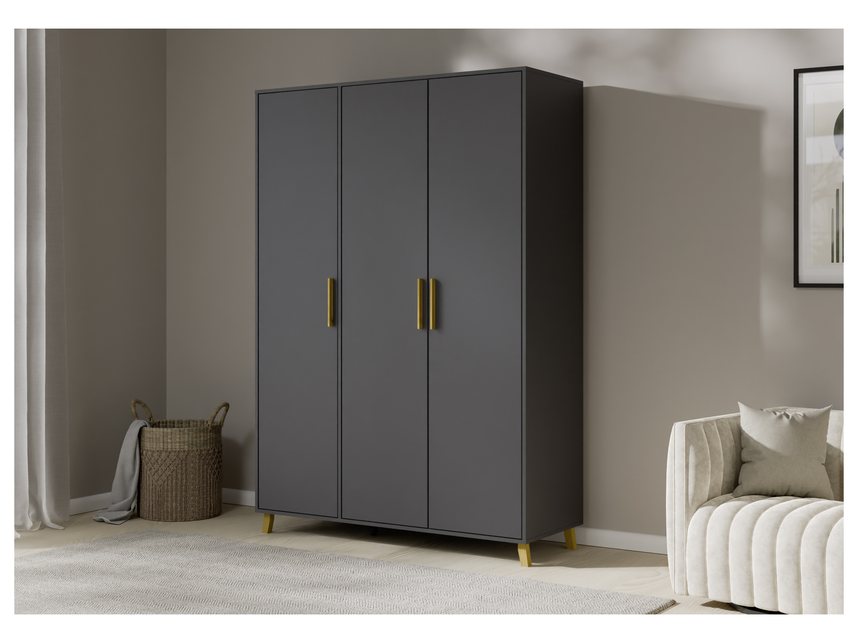RAUCH BLUE Shinjo Drehtürenschrank (Basic-Zubehör, graumetallic, Breite 140 cm / Höhe 203 cm) – Bild 2 von 4
