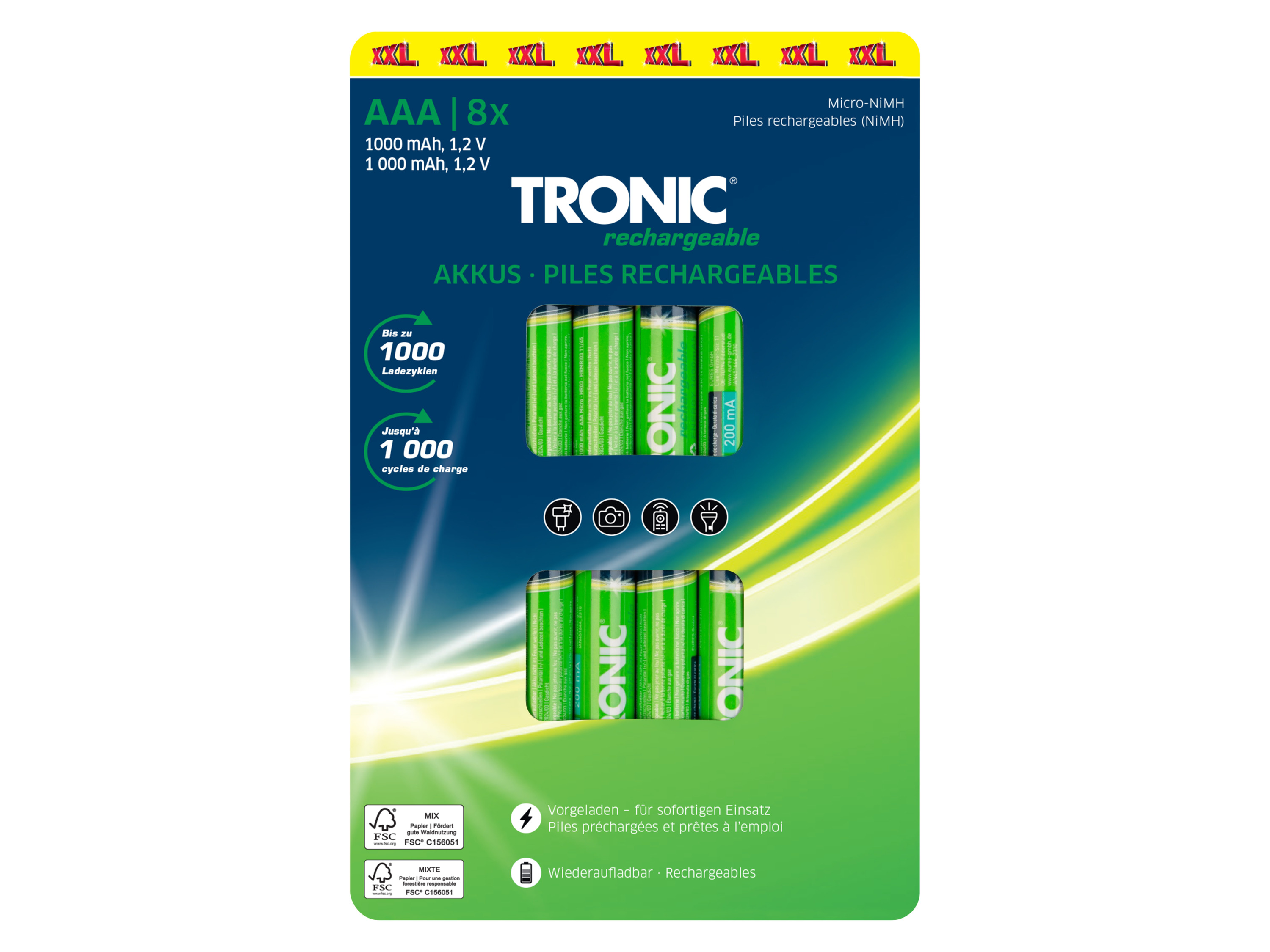 TRONIC® Akku Ni-MH Ready 2 Use 8er XXL (AAA)