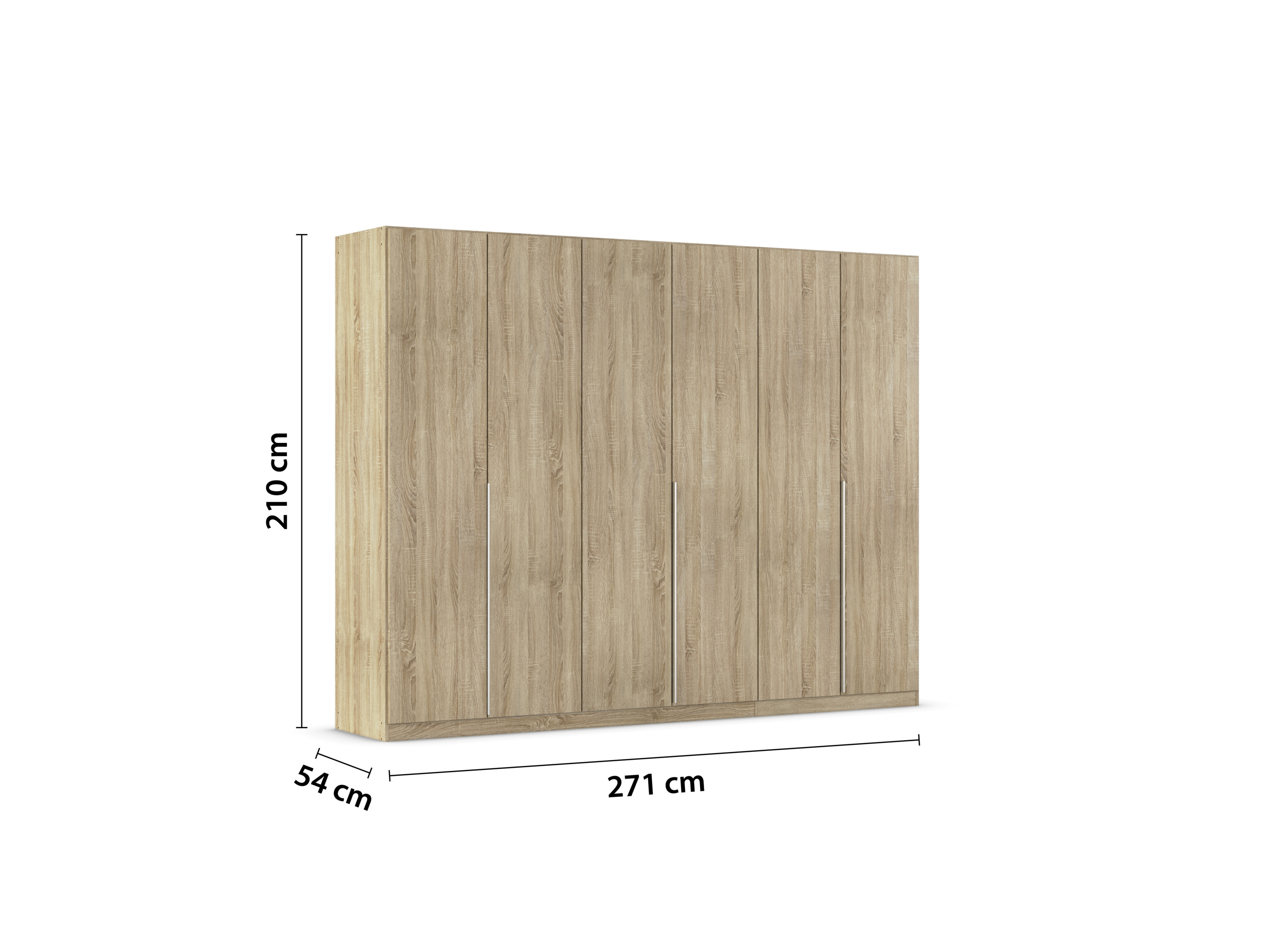 RAUCH ORANGE Drehtürenschrank Alabama (Premium-Zubehör, Eiche Sonoma, Griffe Alufarben, 271 x 210 cm) – Bild 4 von 4