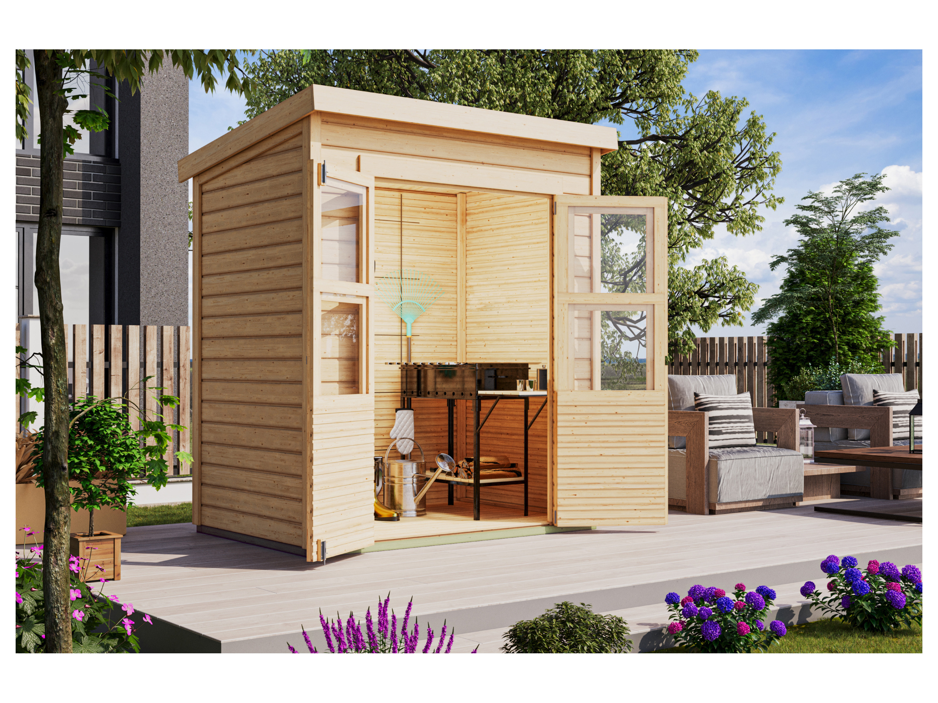 KARIBU Gartenhaus »Magda« (naturbelassen) – Bild 2 von 4