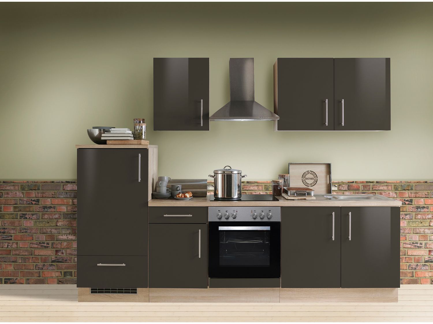 Menke Küchenblock Premium 270/280/300/310cm (ohne Geschirrspüler, 270 cm / Lava, frei Verwendungsstelle) | 4039354092924VERW