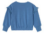Ein blauer Pullover mit Spitzendetails an den Schultern