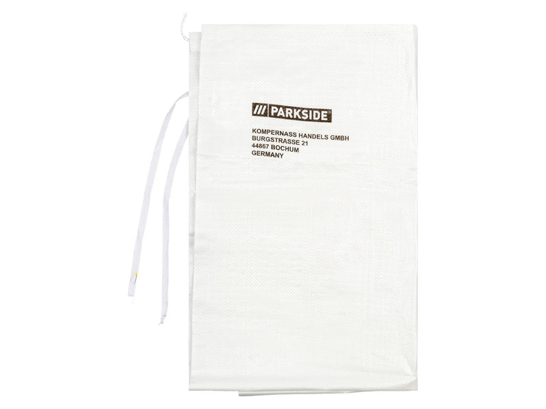Weiße Parkside Tasche mit Kordelzug.