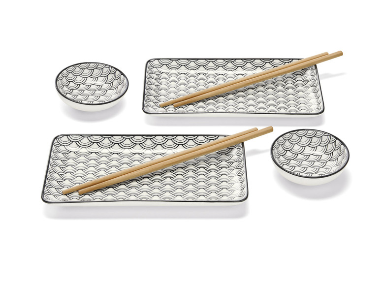 Gehe zu Vollbildansicht: ERNESTO Sushi-Set, Porzellan, mit Bambusstäbchen - Bild 7