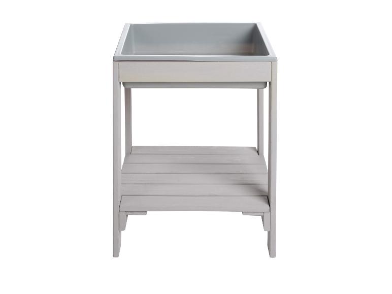 Grauer Waschtisch mit einem Regal darunter