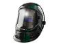 Parkside schwarz-grüner Schweißhelm mit Visier.