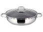 Edelstahlpfanne mit Glasdeckel und seitlichen Griffen