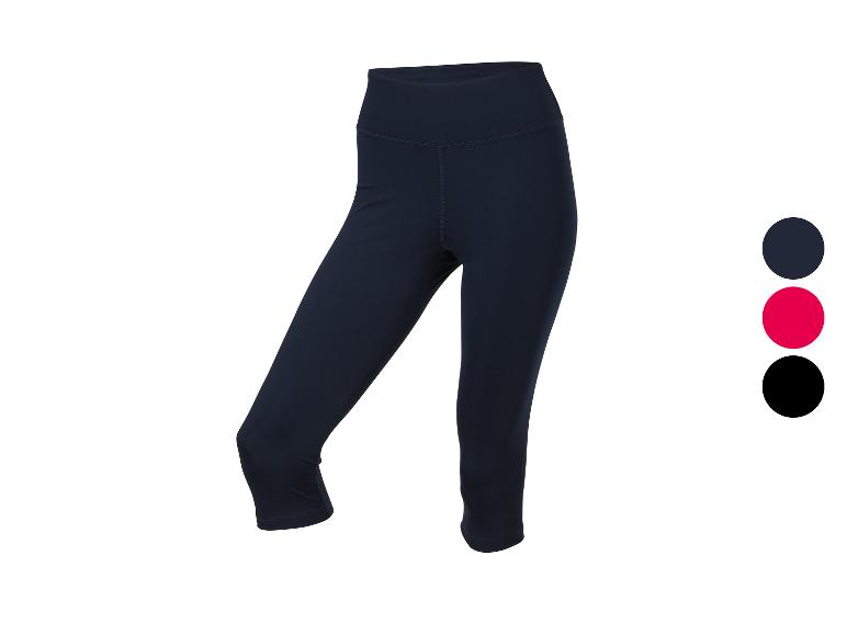 Dunkelblaue Damen-Capri-Leggings mit Farboptionen: Dunkelblau, Pink und Schwarz.