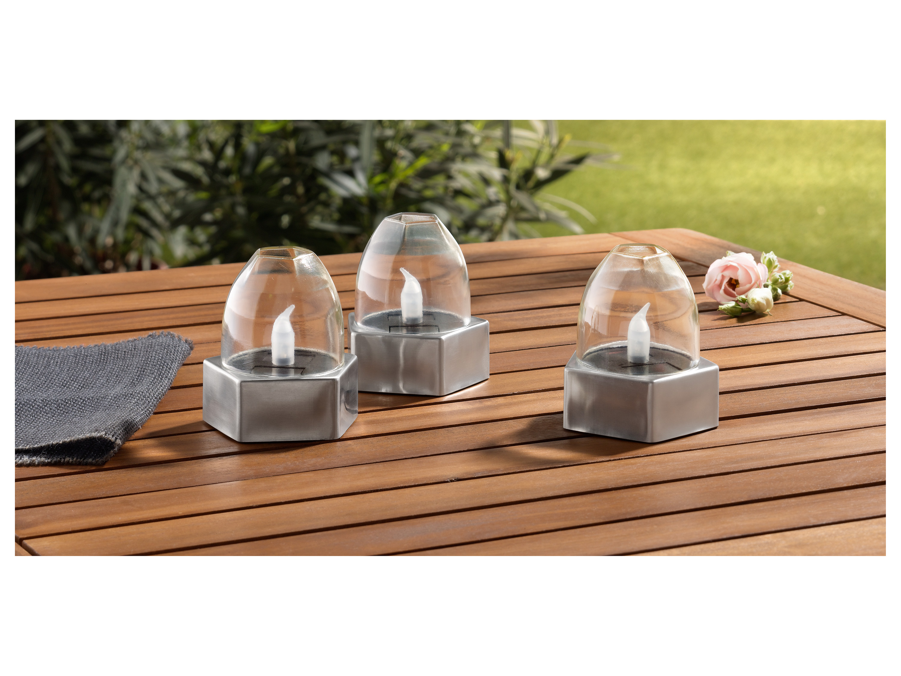 Thumbnail - LIVARNO home LED Solarleuchte 3er Dunkelgrau/ Silber (Solar LED Lampe 3er Set)