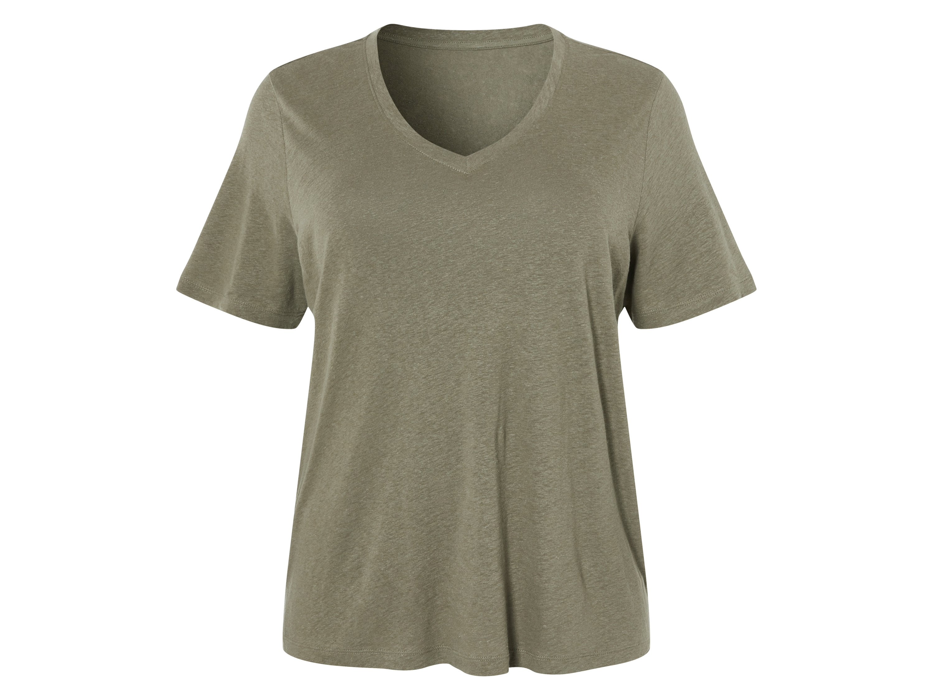 esmara® Damen T-Shirt (Olive, 3XL(56/58))““ | leicht, kühlend und angenehm auf der Haut Schnitt: leger geschnitten Ausschnitt: koralle, taupe: Rundhalsausschnitt olive: V-Ausschnitt Multipack: – Material: Leinen, 45 % Viskose Lenzing™ Ecovero™ Pflegehinweis: waschen bei max. 30 °C Pflegeleicht nicht bleichen nicht im Wäschetrockner trocknen bügeln bis 110 °C Stufe 1. Kein Bügeln mit Dampf nicht trockenreinigen Größe: XL 48/50 – 3XL 56/58 Meine Lidl-Größe – so einfach gehts Deine Größe findest du in der Lidl-Größentabelle . Oeko-Tex® Standard 100 Geprüft auf Schadstoffe Zertifizierungsnummer: 13.Hbd.25552 Hohenstein Htti Standard 100 by Oeko-Tex® ist die weltweit bekannteste, unabhängige Zertifizierung schadstoffgeprüfter Textil- und Lederprodukte aller Art – vom Garn und den Stoffen bis hin zum gebrauchsfertigen Artikel. Das Label bestätigt