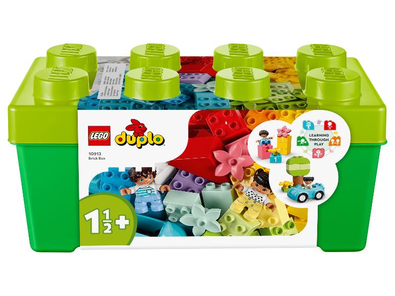 LEGO DUPLO 10913 Steinebox mit bunten Teilen und Figuren.