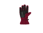 Roter Skihandschuh mit schwarzen Einsätzen und rutschfester Handfläche.